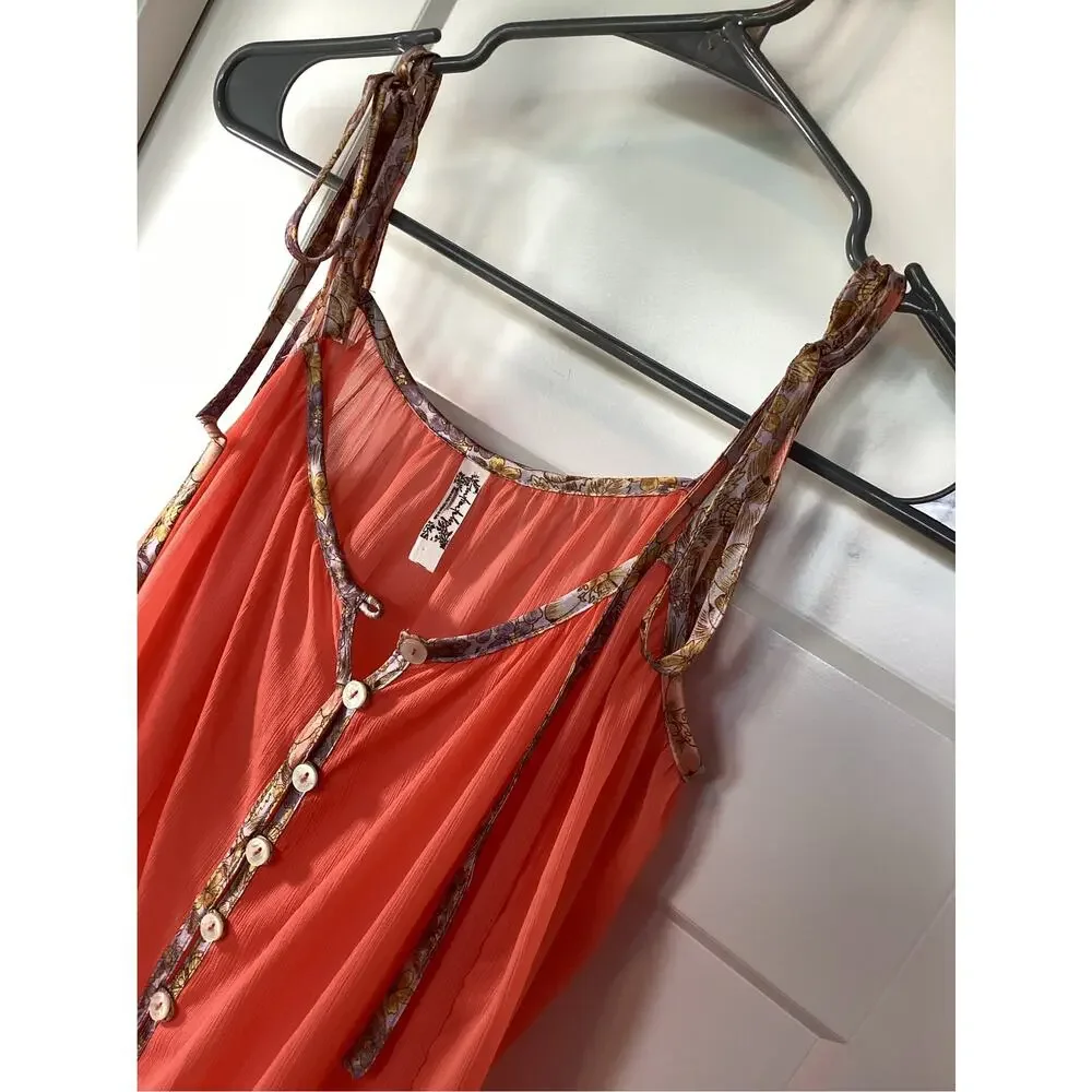 Free People Intimately Bali Sweet Nothing Mini Dress S Coral